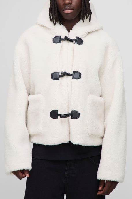 Relaxed Fit Borg Toggle Duffle Coat - Image 3