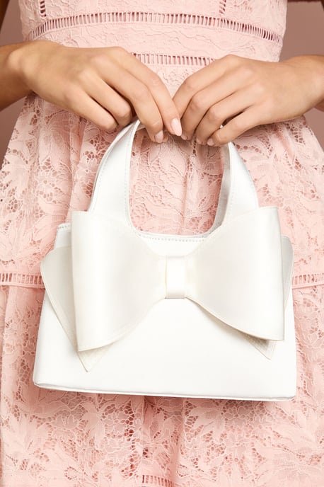 Bridal Olivia Satin Bow Detail Grab Bag With Crossbody Strap - Image 2