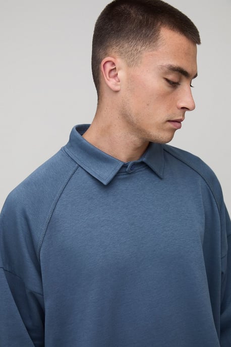 Oversized Premium Placketless Interlock Raglan Sleeve Polo - Image 3