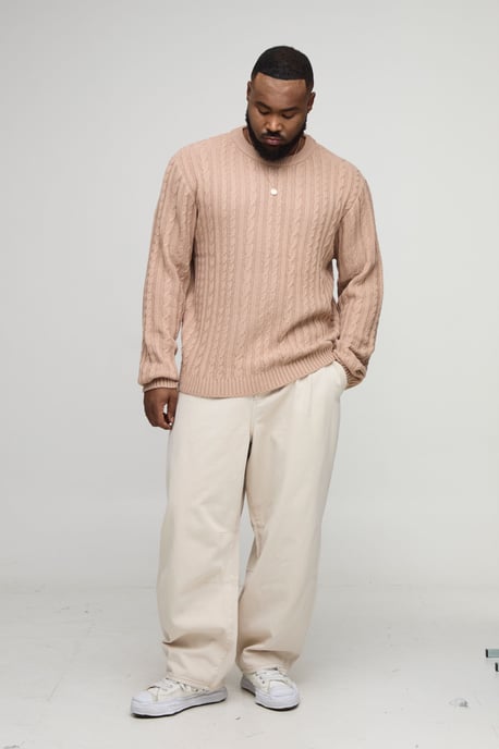 Plus Basic Regular Fit Cable Knit Jumper - Image 4