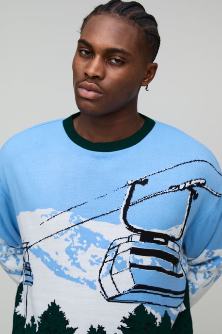 Oversized Boxy Ski Jacquard Knitted Jumper - Image 3