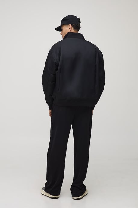 Oversized Fit Chunky Rib Funnel Neck Bomber Jacket - Image 2