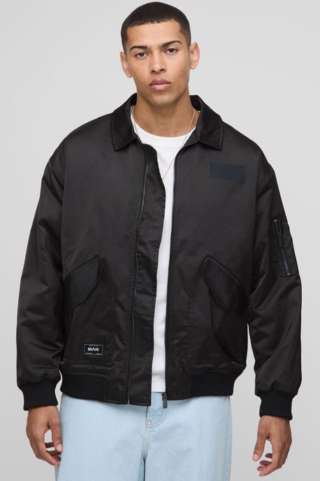 Oversized Nylon Collared Flight Jacket - Image 1