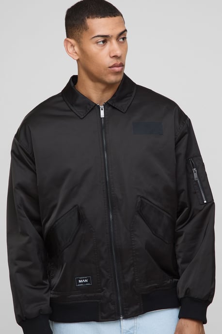 Oversized Nylon Collared Flight Jacket - Image 2