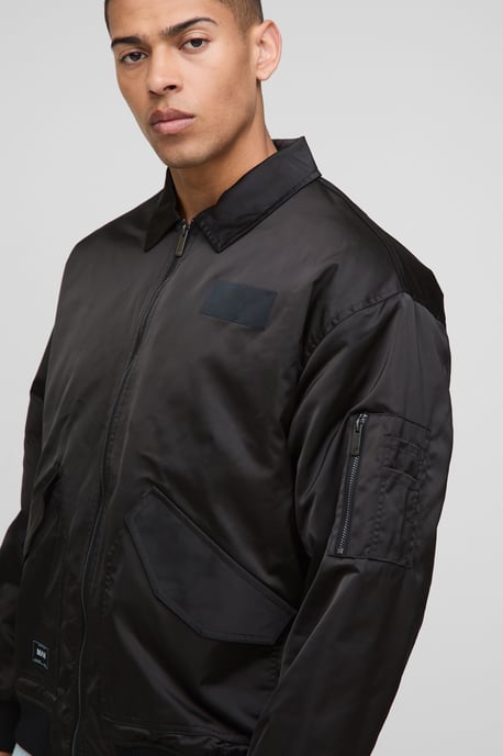 Oversized Nylon Collared Flight Jacket - Image 3
