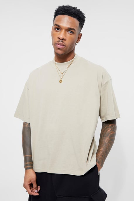 Basic Oversized Boxy Extended Neck T-shirt - Image 1