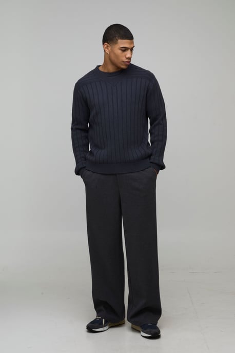 Regular Fit Ribbed V Neck Knitted Jumper - Image 4