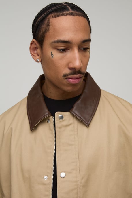 Oversized Fit Contrast Collared Mac - Image 3