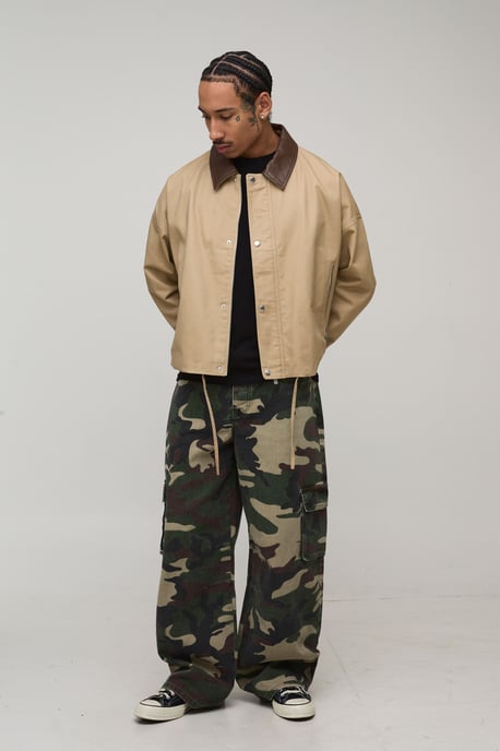 Oversized Fit Contrast Collared Mac - Image 4