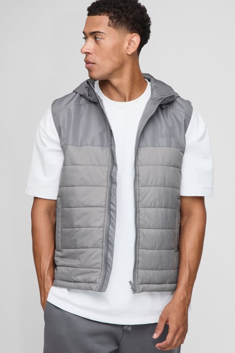 Regular Fit Lightweight Quilted Hooded Gilet - Image 1
