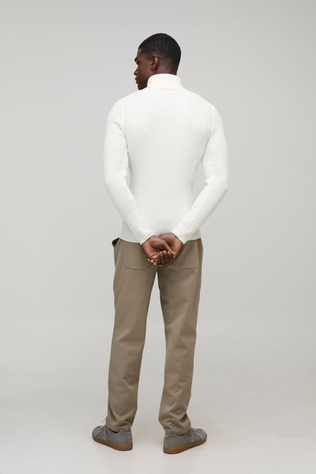 Muscle Fit Ribbed Roll Neck Knitted Jumper - Image 2
