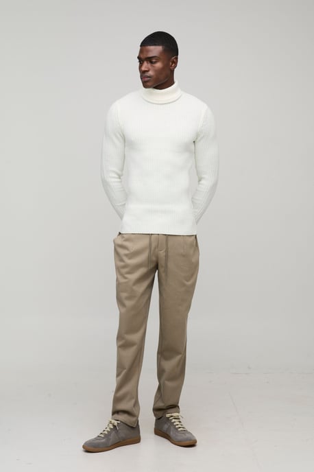 Muscle Fit Ribbed Roll Neck Knitted Jumper - Image 4