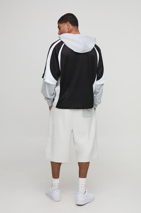 Oversized Mesh OFCLMAN Faux Sleeve Sports Top Hoodie - Image 2