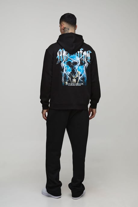 Tall Oversized Gothic Rhinestone Graphic Hoodie - Image 2