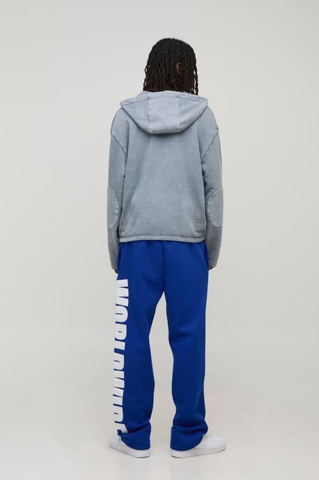Oversized Boxy Distressed Ripped Neck Hoodie - Image 2