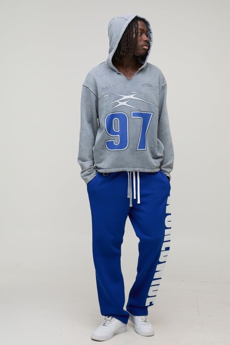 Oversized Boxy Distressed Ripped Neck Hoodie - Image 4