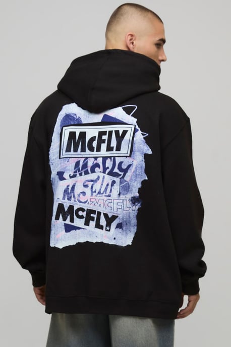 Black Oversized McFly License Printed Hoodie - Image 1