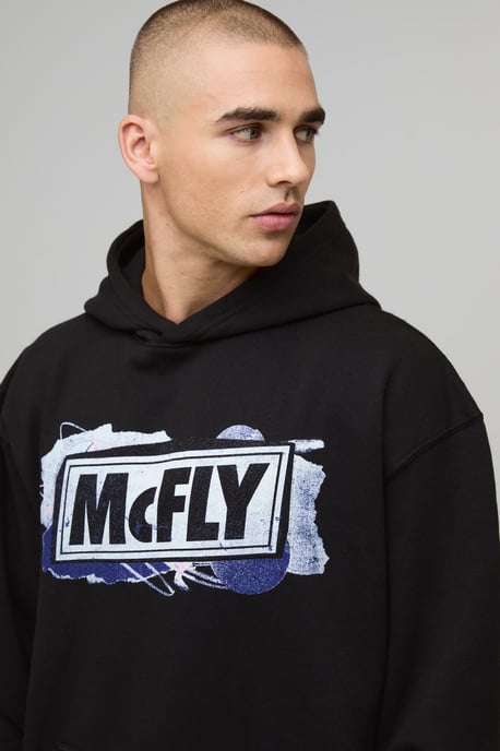 Black Oversized McFly License Printed Hoodie - Image 3