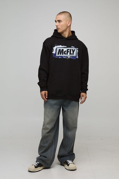 Black Oversized McFly License Printed Hoodie - Image 4