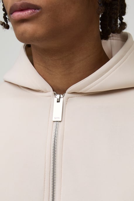 Oversized Bonded Scuba Zip Through Hoodie - Image 3