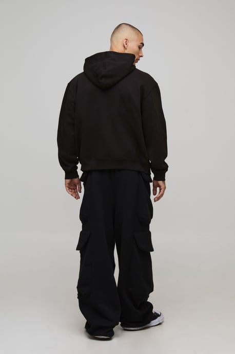 Oversized Boxy Star Printed Zip Through Hoodie - Image 2