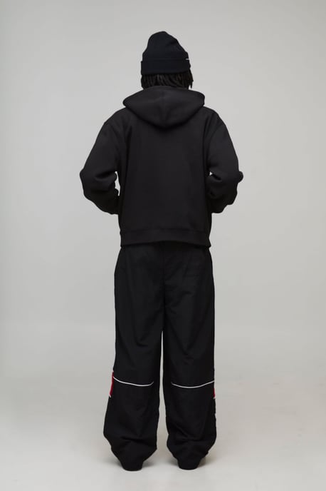 Black Oversized Boxy Hotline Graphic Zip Through Hoodie - Image 2