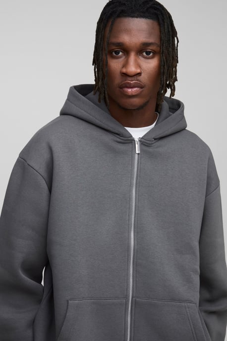 Tall Basic Oversized Zip Through Hoodie - Image 3
