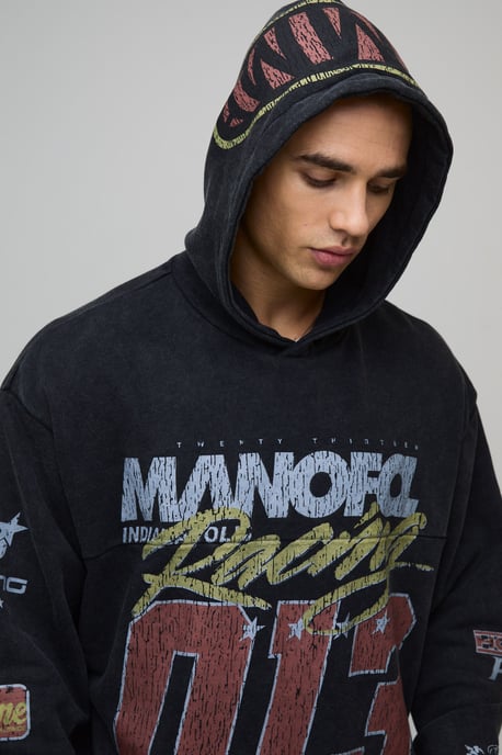 Oversized Boxy Washed Moto Hoodie - Image 3