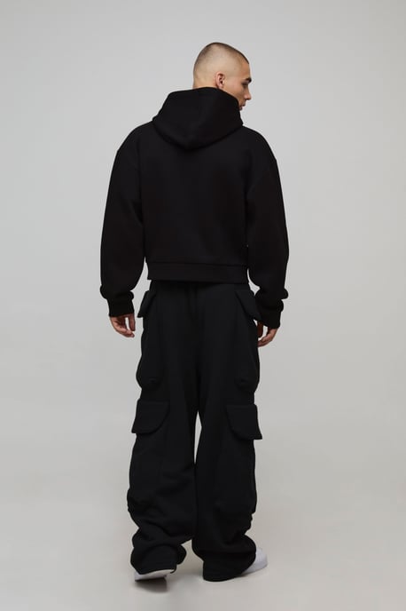 Oversized Shrunken Boxy Leopard Print Applique Hoodie - Image 2