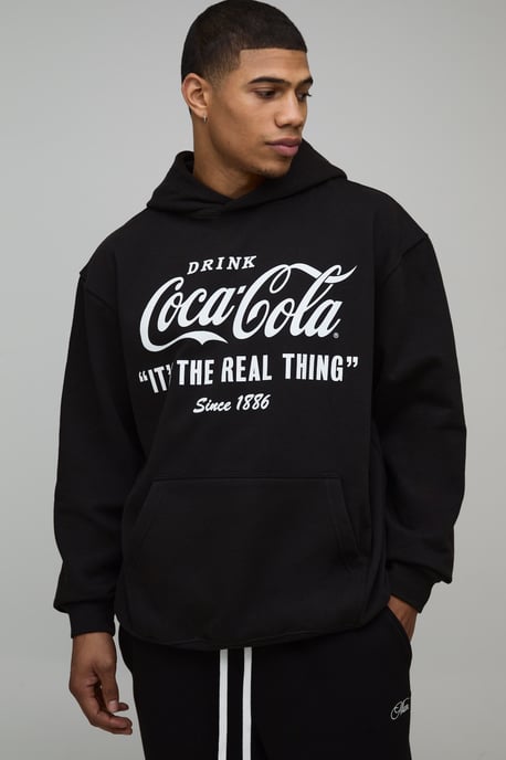 Oversized Coca-Cola License Printed Hoodie - Image 1