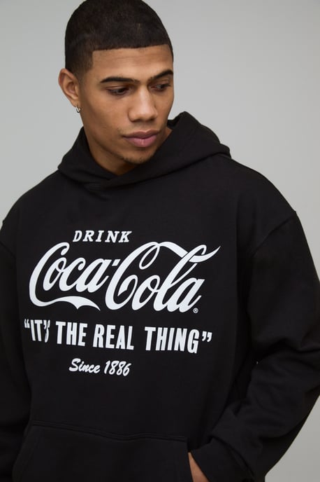Oversized Coca-Cola License Printed Hoodie - Image 3
