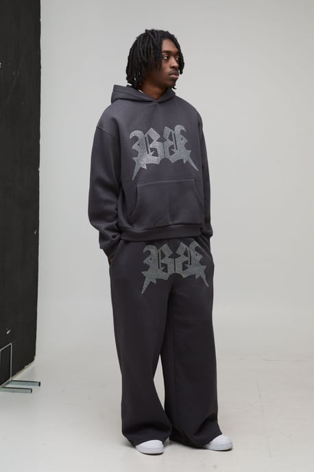 Oversized Boxy Rhinestone B Star Hoodie - Image 4