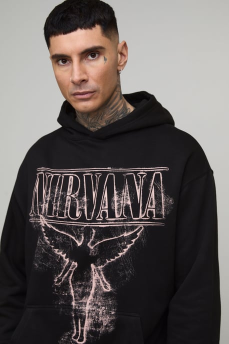 Tall Oversized Nirvana License Print Hoodie - Image 3
