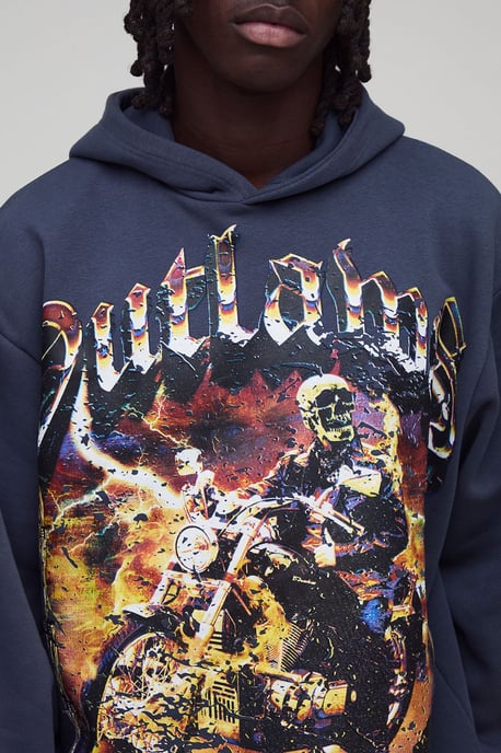 Oversized Boxy Outlaws Large Scale Graphic Hoodie - Image 3