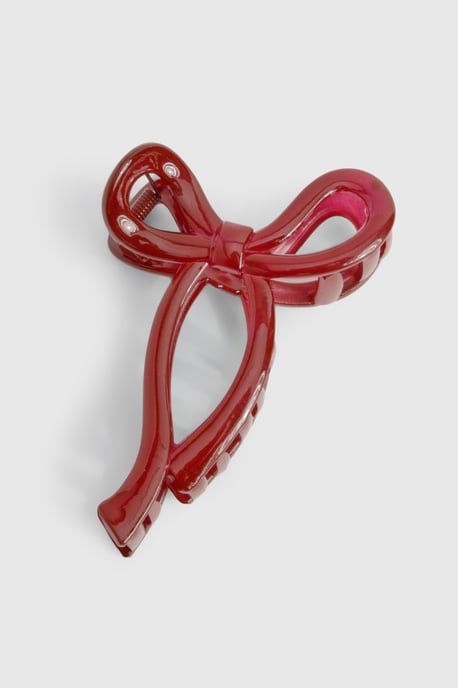 Cherry Red Bow Claw Clip - Image 2