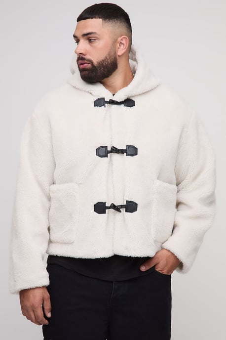 Plus Borg Regular Fit boxy Duffle Coat - Image 1