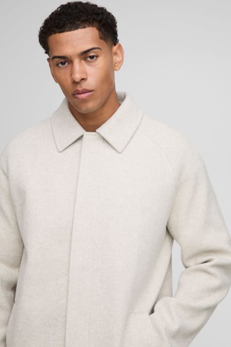 Regular Fit Raglan Single Breasted Melton Car Coat - Image 3