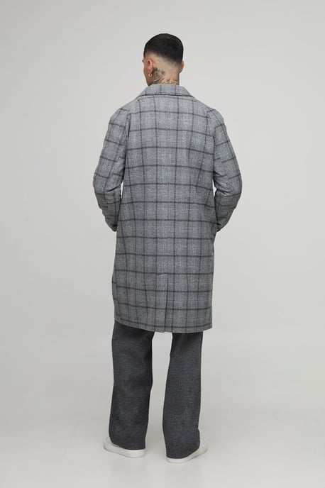 Tall Regular Fit Raglan Single Breasted Check Collar Buckle Car Coat - Image 2