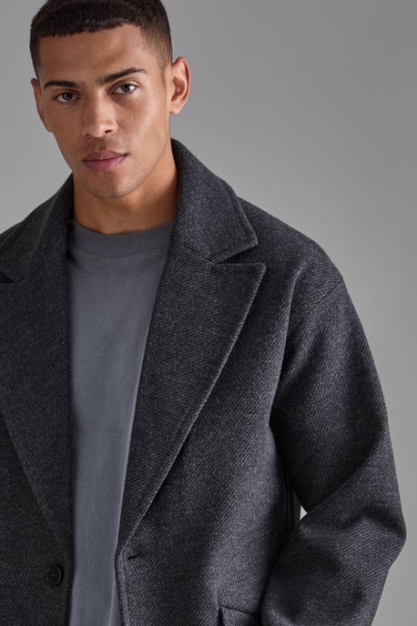 Single Breasted Overcoat In Grey - Image 3