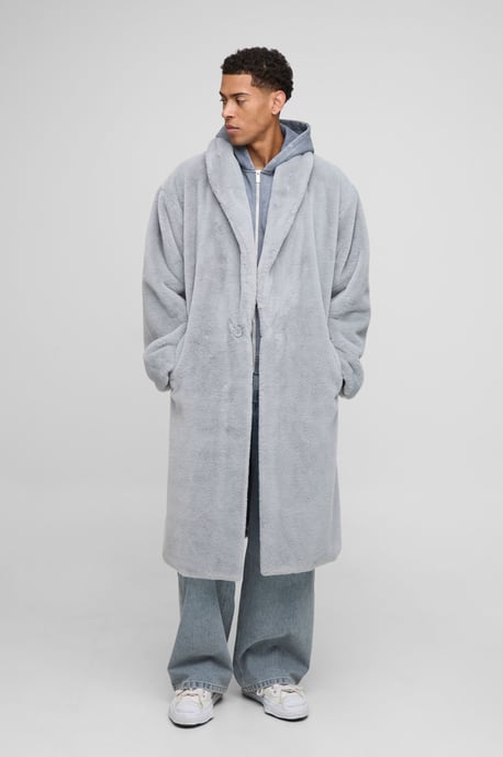 Oversized Plush Faux Fur Shawl Overcoat - Image 1