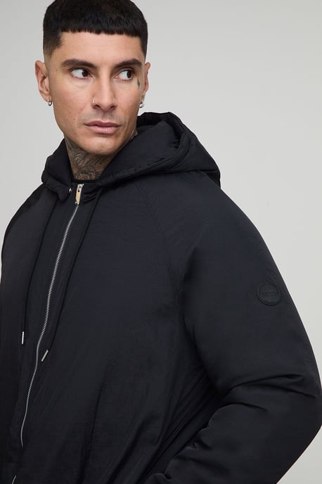 Tall Regular Fit Longline Hooded Zip Up Padded Parka - Image 3