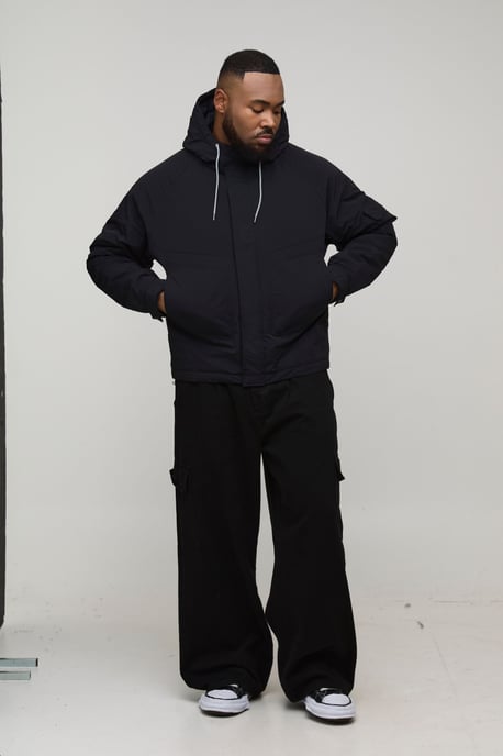 Plus Regular Fit Seam Detail Hooded Parka - Image 4