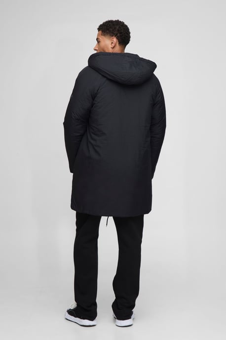 Regular Fit Longline Hooded Funnel Padded Parka Jacket - Image 2