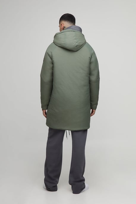 Tall Regular Fit Longline Hooded Zip Up Padded Parka - Image 2