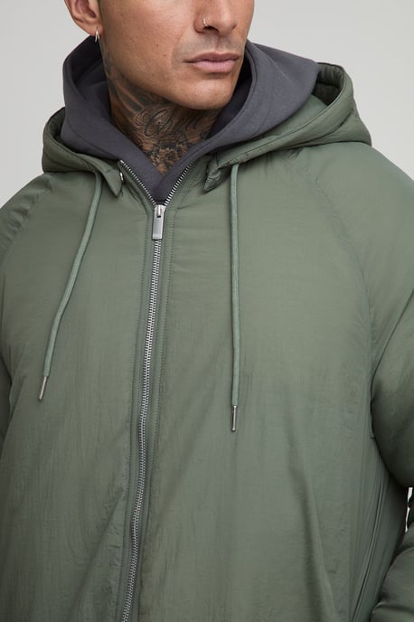 Tall Regular Fit Longline Hooded Zip Up Padded Parka - Image 3