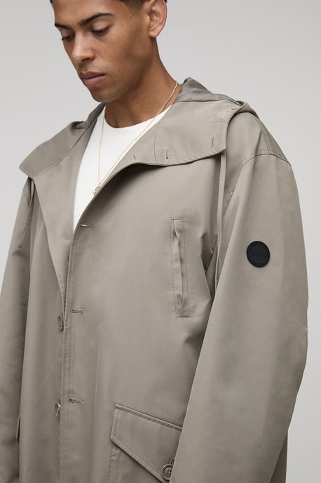Regular Fit Long Length Hooded Parka Jacket - Image 3