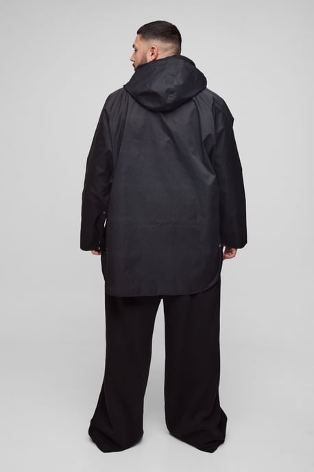 Plus Oversized Cord Collar Hooded Parka Jacket - Image 2