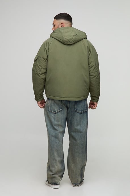 Plus Regular Fit Seam Detail Hooded Parka - Image 2