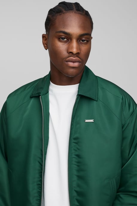 Boxy Fit Satin Look Nylon Collared Bomber Jacket - Image 3