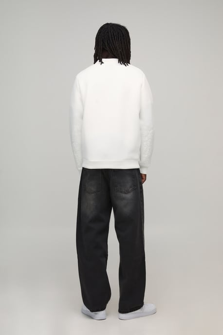 Regular Fit Floral Embroidered Scuba Bomber Jacket - Image 2